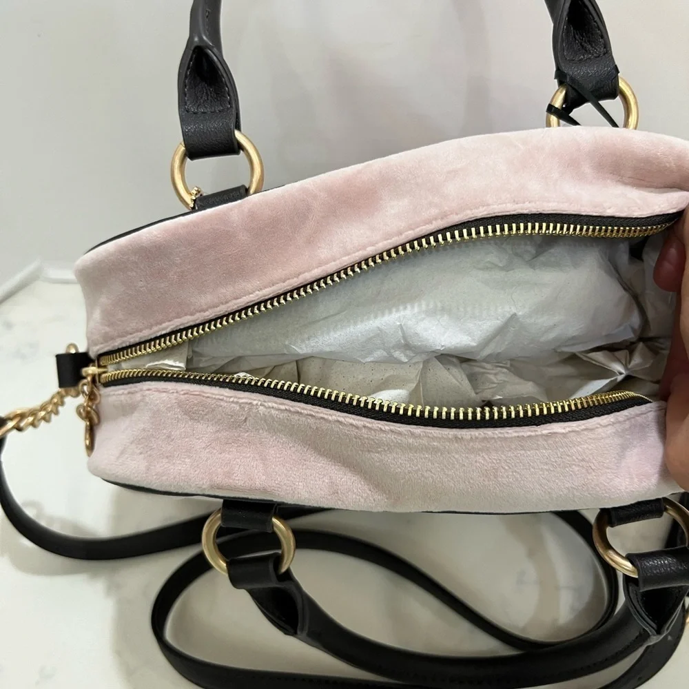 JUICY COUTURE SOFT PINK SATCHEL WITH BLACK ACCENTS